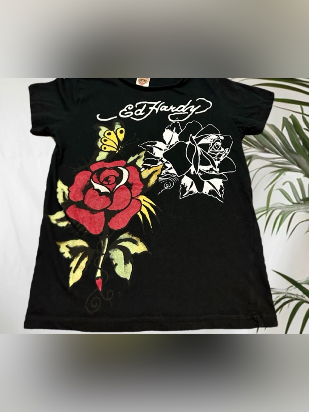 Ed Hardy Black Kids Tee with Multicolor Tiger Head Size 7